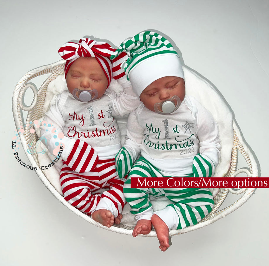 Twin Matching Christmas Baby Outfits Boy Girl – LL Precious Creations