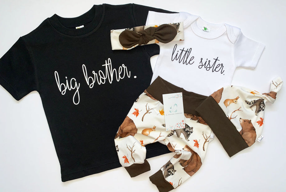 Matching Organic Woodland Little Sister/Big Brother sibling