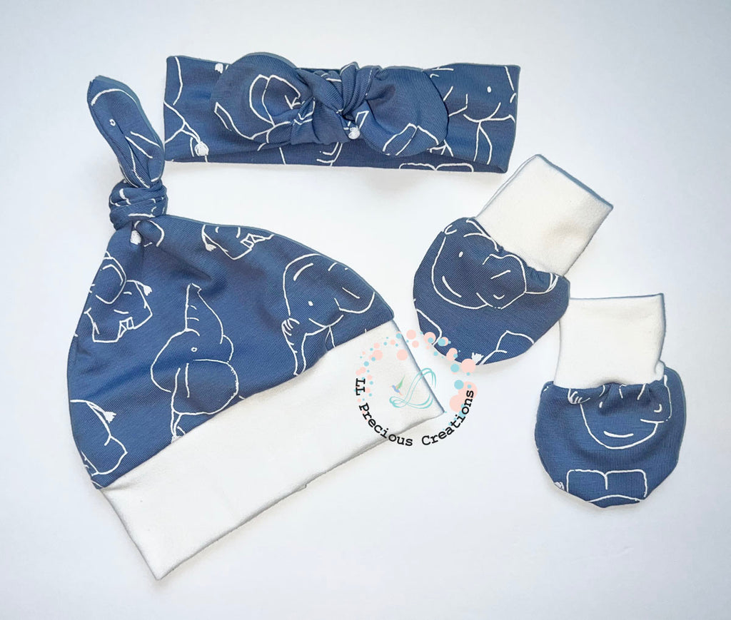 Dusty Blue Elephants Footed Leggings Hat Bow Outfit by LL Precious Creations #footedpants #footedbabyleggings #genderneutraloutfit #babyoutfit #blueleggings #elephantblueleggings #babypants #newbornbabyoutfit #babygirloutfit #babyboyoutfit #babyboypants #babyleggings #babypants #cominghomeoutfit #newbornbabygirl #babygift #babyshowergift #llpreciouscreations