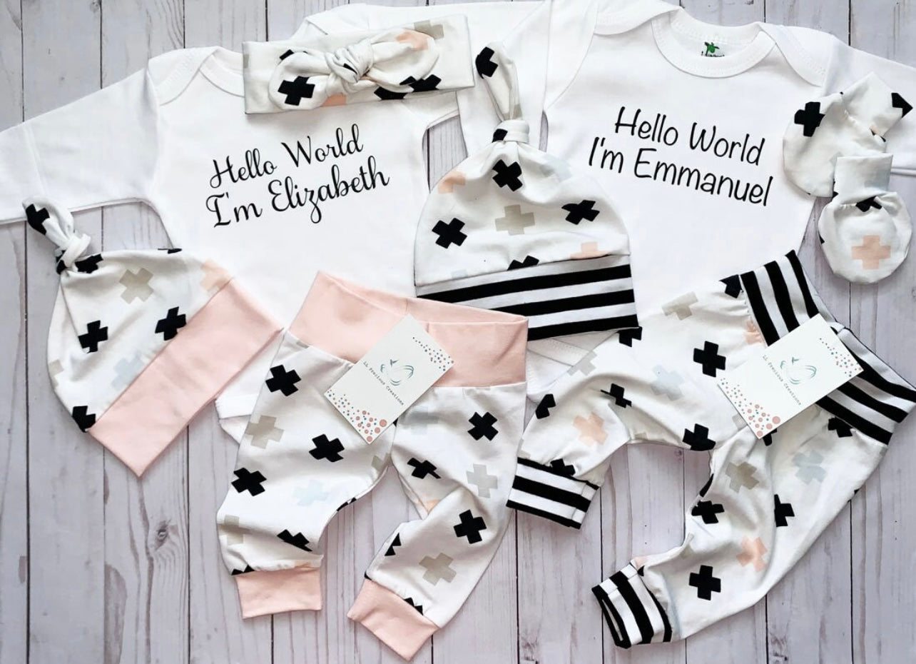 HOT ! Couple Twins Matching Clothes Twins Personalized Matching Newborn Coming Home Outfits LL HOT ! Couple Twins Matching Clothes Twins Personalized Matching Newborn Coming Home Outfits LL