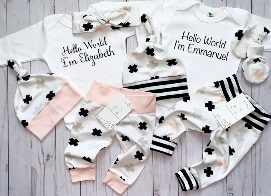 Twins Personalized Matching Newborn Coming Home Outfits – LL