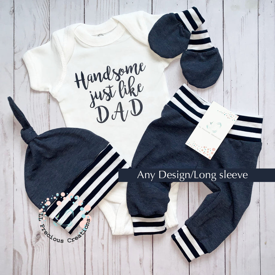 Handsome Just Like DAD Baby Boy Coming Home Outfit Set – LL