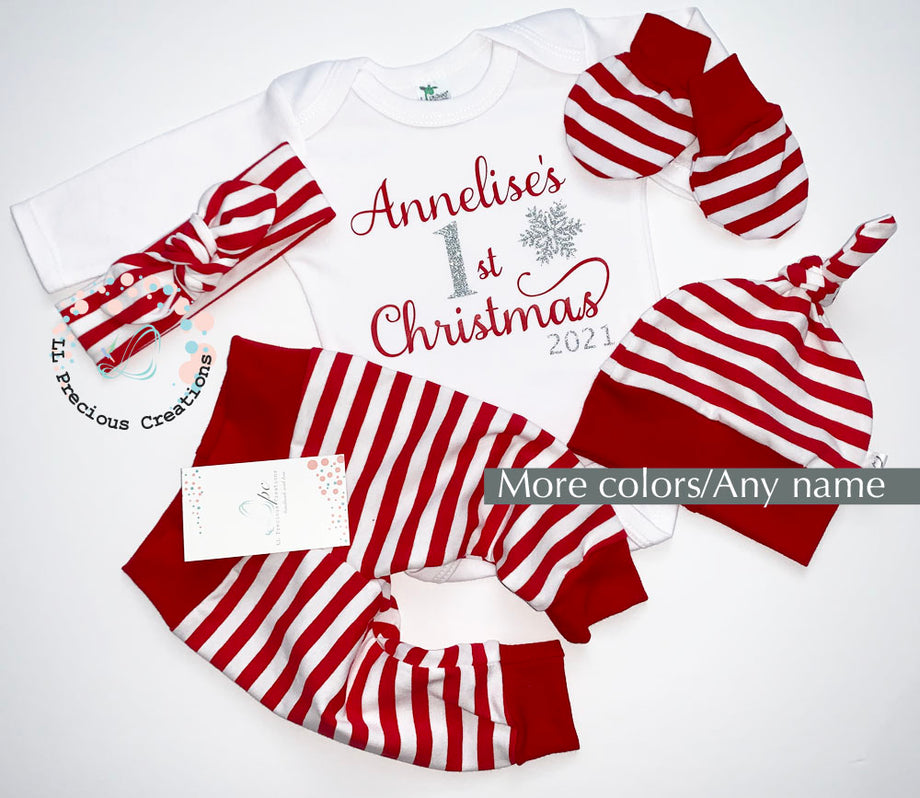 Personalized first christmas outfit 2025