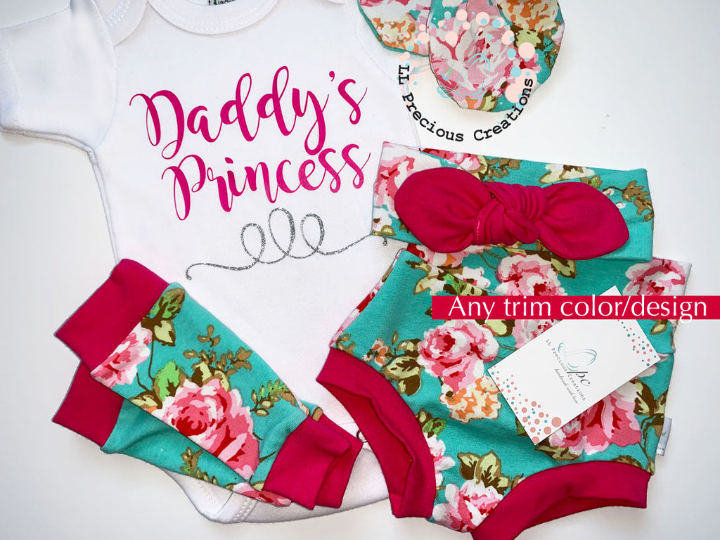 Newborn Baby Girl High Waist Bummie Outfit Set